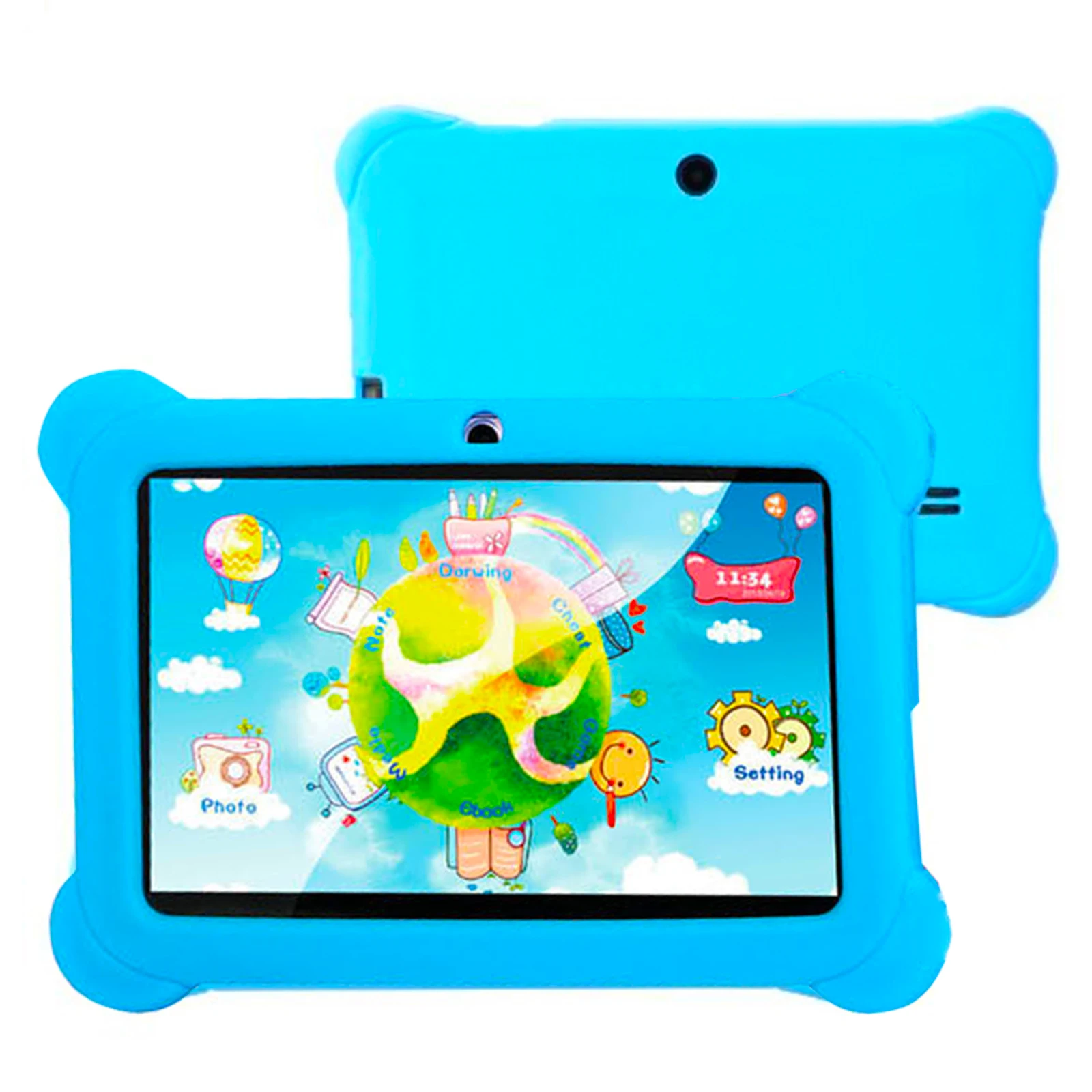 7 Inch 4GB 64GB Learning Tablet for Kids Android 14 Kids Tablet Toddler Educational Toy Gift for Children HD Dual Cameras