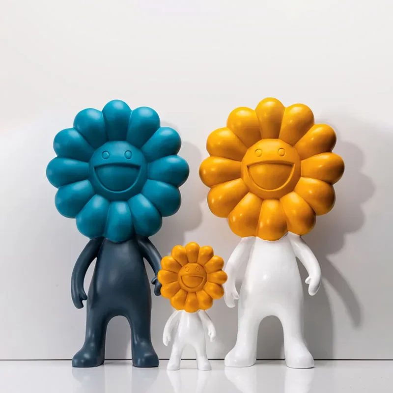 Sunflower Modern Home Decor Creative Statue Sculpture Living Room Desktop Decoration Resin Statue Large Artificial Plant Figurin