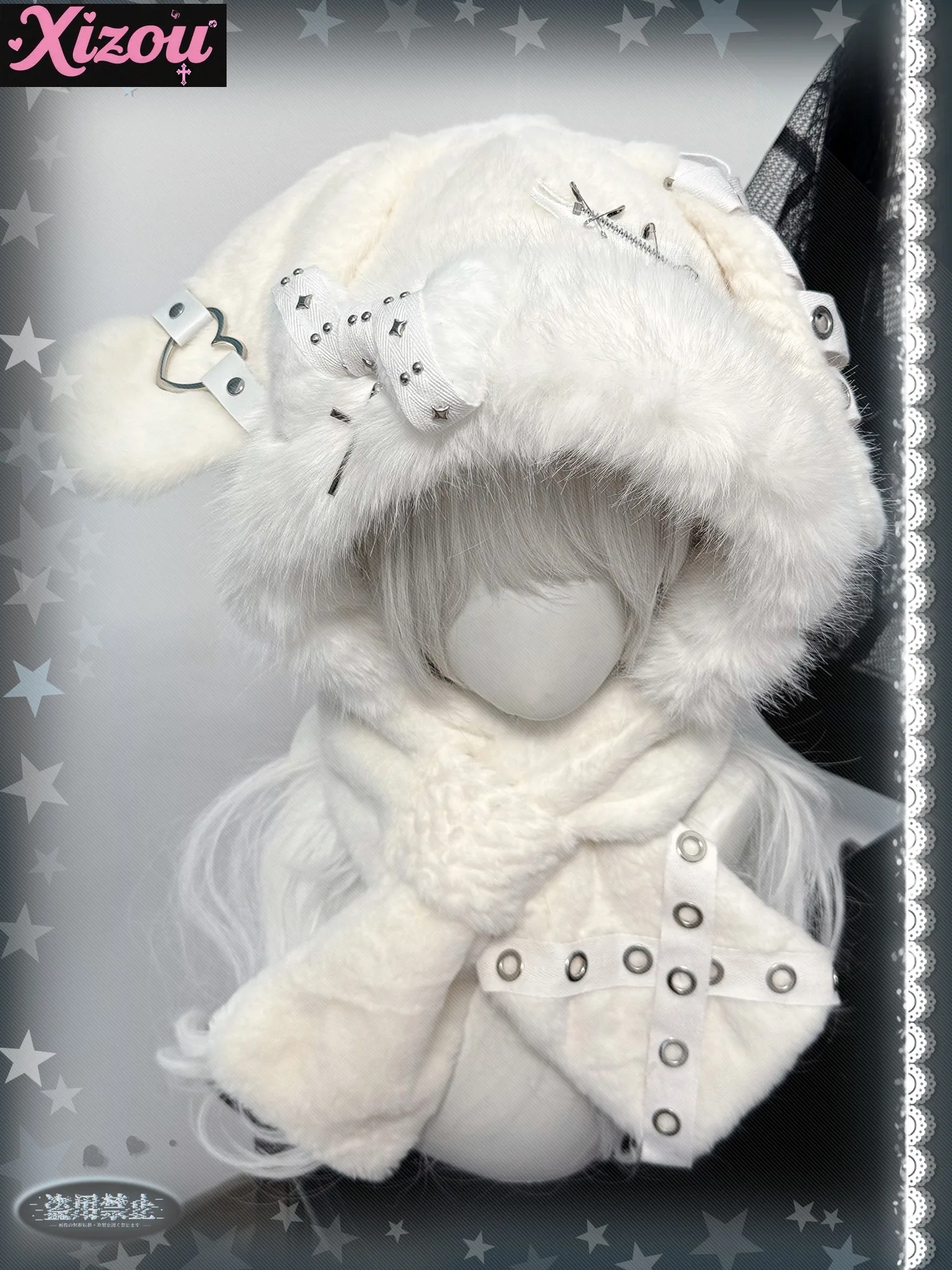 

Оригинальная осенне-зимняя шапка с кроличьими ушками в стиле Харадзюку, субкультура Y2k, шляпа с ушками в стиле панк, плюшевая универсальная шапка с костями тяжелой промышленности для женщин