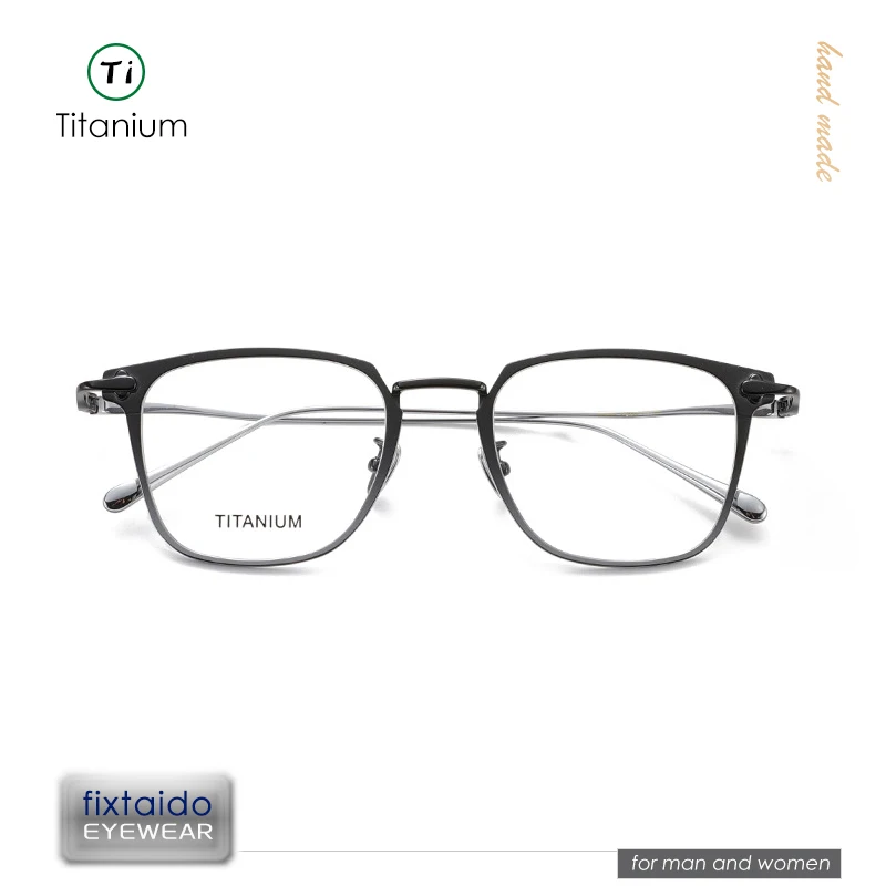 Taylor entworfen Wellington quadratische reine Titan Brille Rahmen Walpole, zweifarbige Farbverlauf Retro-Stil optische Brille für Männer