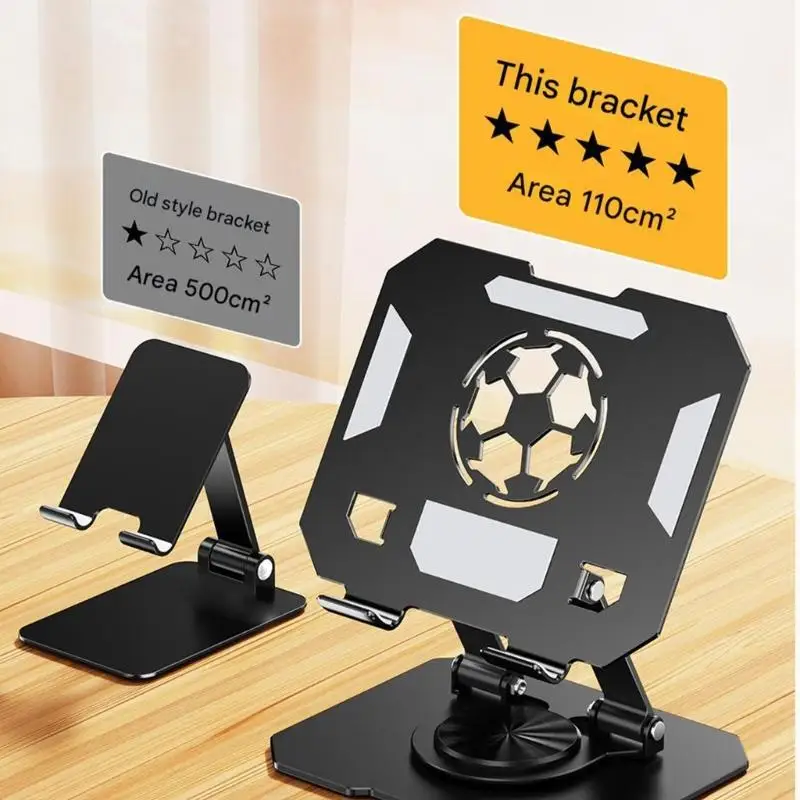 652F Adjustable Foldable Tablets Stand With 360 Degree Rotation Double Axises Design And AntiSlip Desktop Base For 4.7 13