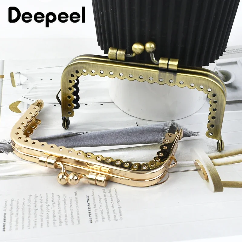 2/5/10Pcs Deepeel 85mm Square Smooth Metal Purse Frame Kiss Clasp Bags Handle DIY Bracket Sewing Handbag Crochet Bag Accessories