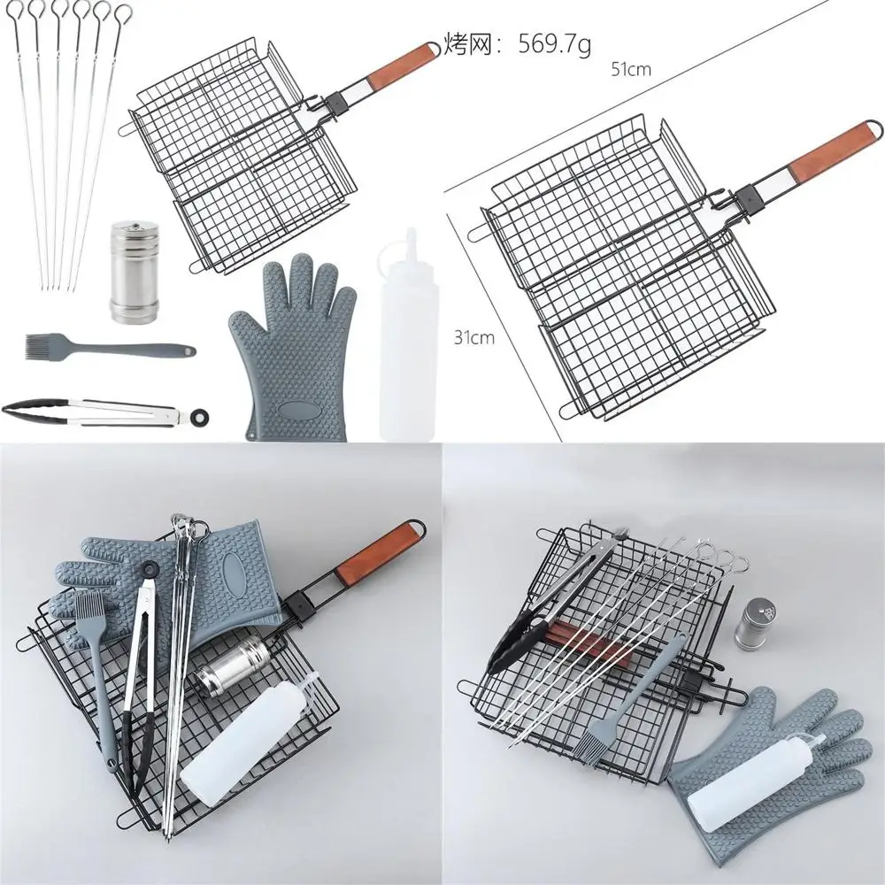 

Набор инструментов для барбекю из нержавеющей стали: щипцы, щетка, вилка, лопатка – комбинированный набор для гриля на открытом воздухе