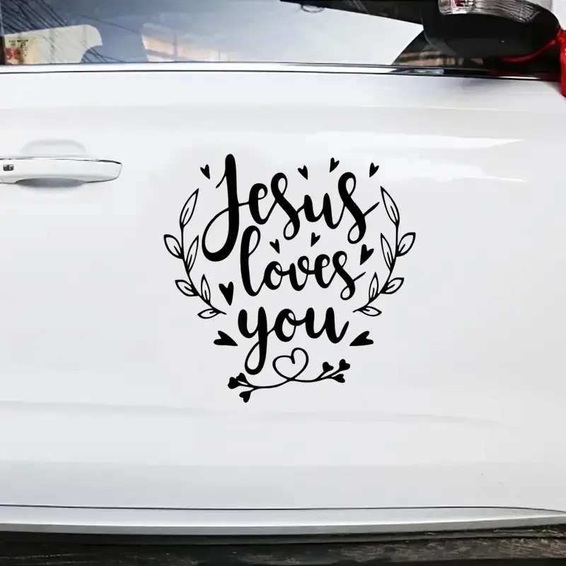 Jesus Loves You Heart Car Stickers For Laptop Water Bottle Motorcycle Vehicle Paint Window Wall Cup Toolbox Guitar Scooter Decal