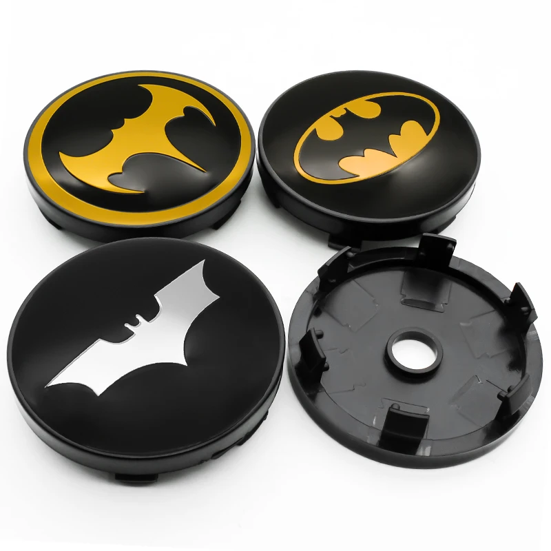 4PCS 56mm 60mm Car Styling Bat Logo Badge Emblem Car Wheel Center Hub Caps Rim Cover Stickers Decoration Decals Auto Accessories