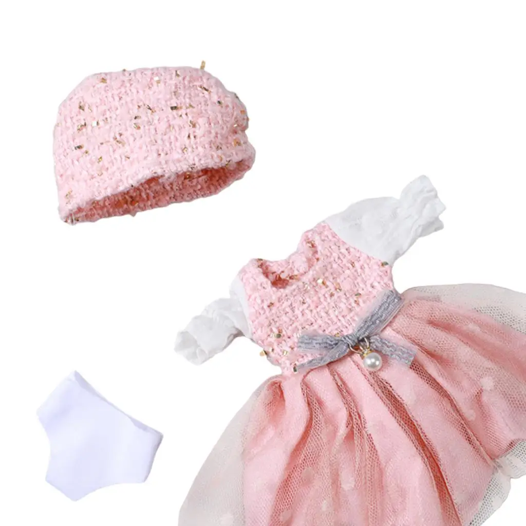 Handgemaakte 12 inch poppenkleertjes jurk set stoffen outfit met hoed en ondergoed voor BJD poppen 1/6 dagelijkse dressing