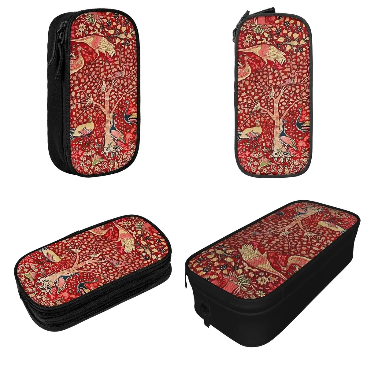 Antique Persian Rug Bird Tree Flower Pencil Case Boho Bohemian Floral Pencil Pouch Pen Holder Big Capacity Bag School Stationery