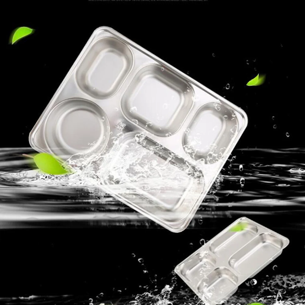 

Stainless Steel Five Grid Fast Food Plate Divided Dinner Tray Exquisite Design For Holding Serving Food Fruit Tableware