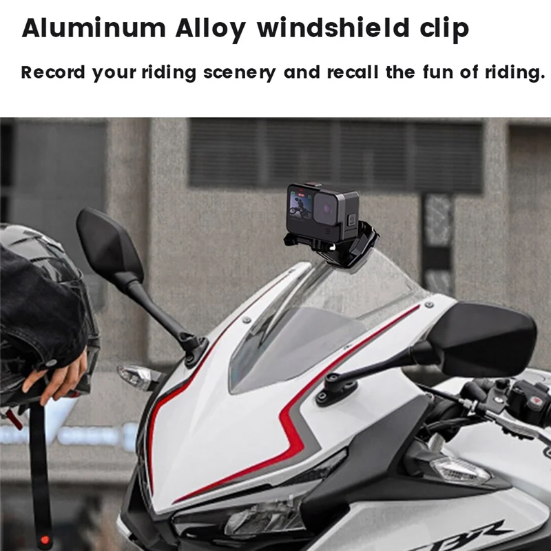 ELEC-دراجة نارية الزجاج الأمامي كليب سبائك الألومنيوم جبل ل Gopro بطل 12 Insta360 X3 Action 3 4 ملحقات الكاميرا