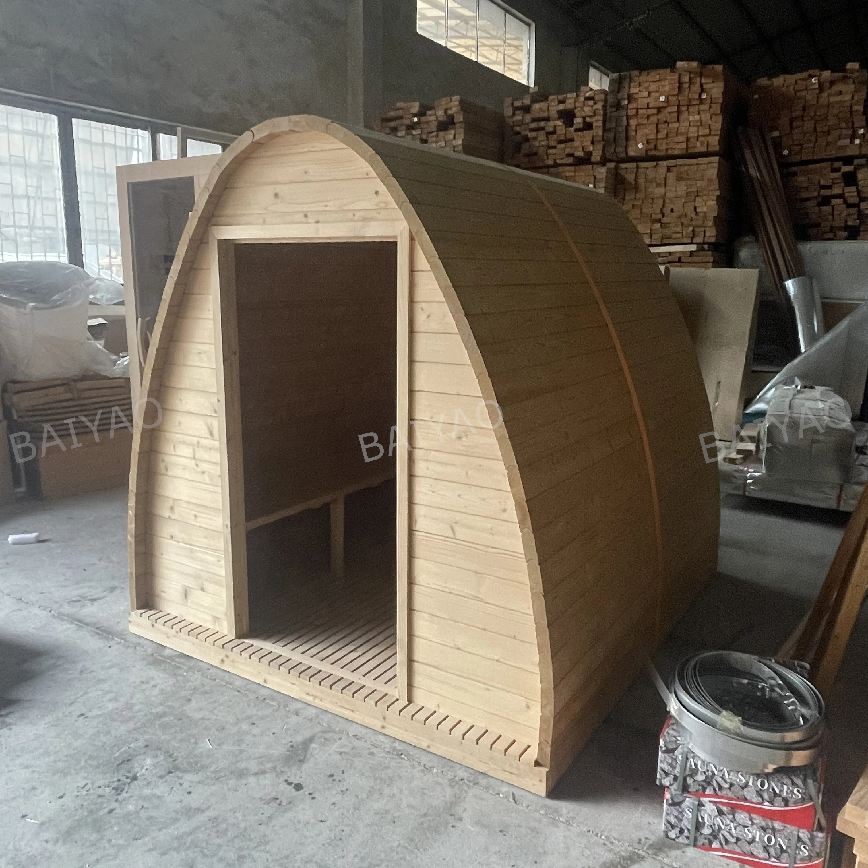 Exclusive Online Deal Tailor-Made Triangular Outdoor Sauna With Carbonized Pine Wood To Match Your Desired Size And Style