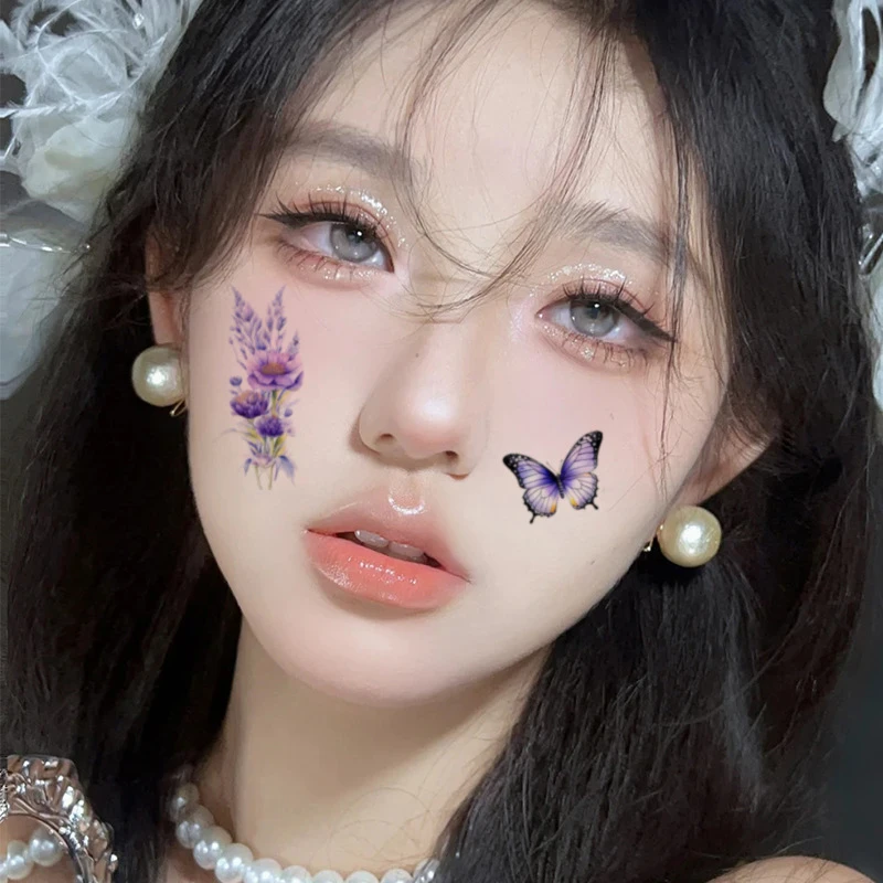 Meisjes Kleurrijke Vlinder Tattoo Stickers Oogmake-Up Stickers Activiteit Prestatie Stickers Levendige Waterdichte Wegwerp Sticker