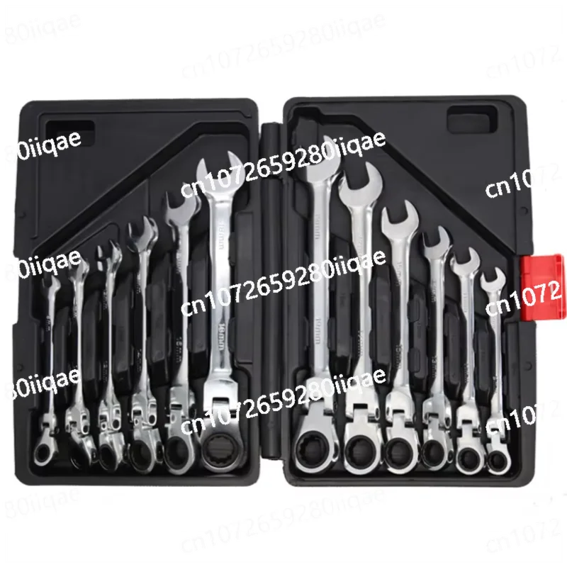 12Pc 72-tooth cr-v combination ratchet wrench double swing end adjustable flexible head ratchet wrench set