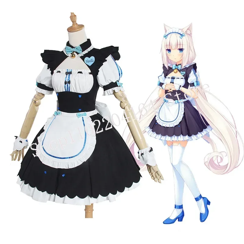 .Anime Nekopara Chocolate Vanilla Cosplay Costume Maid Dress Lolita Cute Cat Neko Girls Women Costume Halloween Show Skirt Set