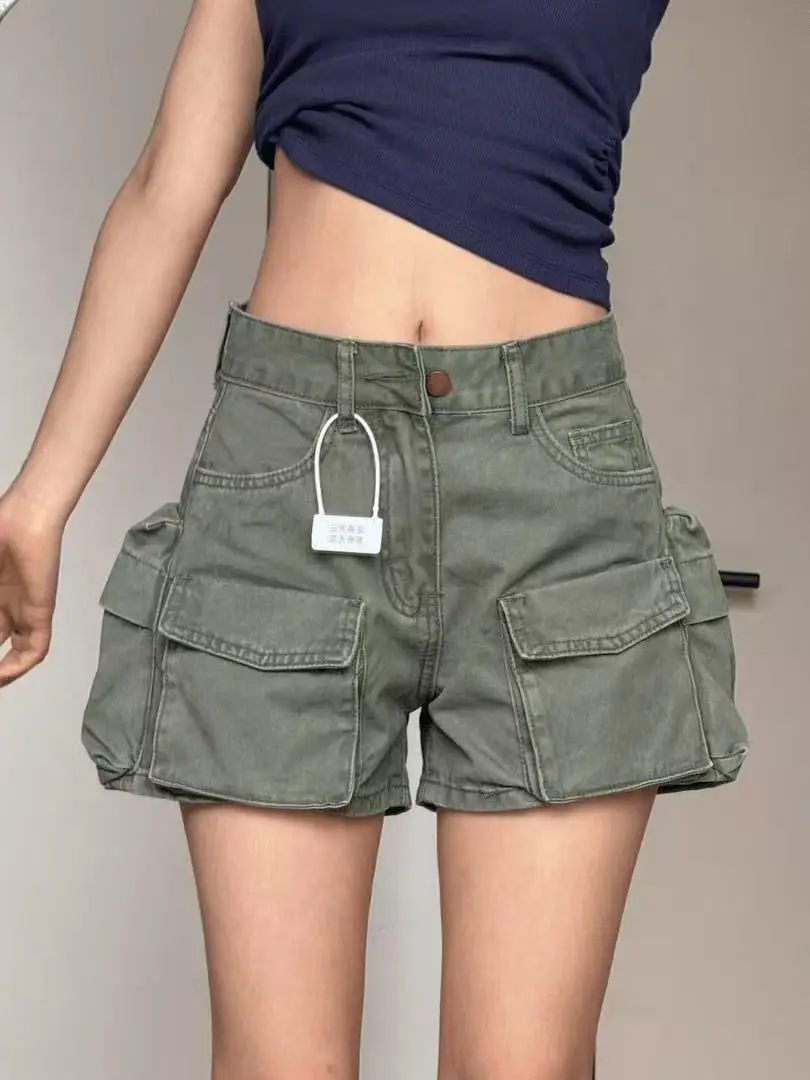 Spicy Girls Y2K Korean Streetwear Mini Shorts Button Sexy Low Rise Short Trousers 2000s Fashion Clothes