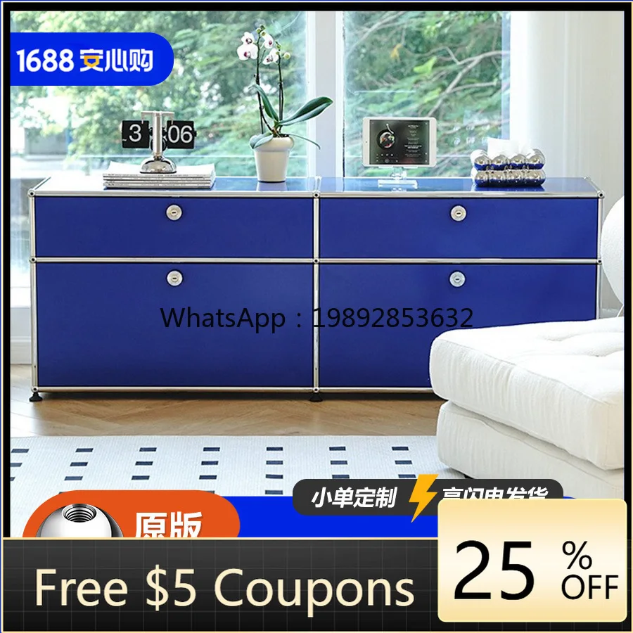 

LYY Vintage USM Module Klein Blue Stainless Steel Sideboard Modern Minimalist TV Cabinet Drawer Side
