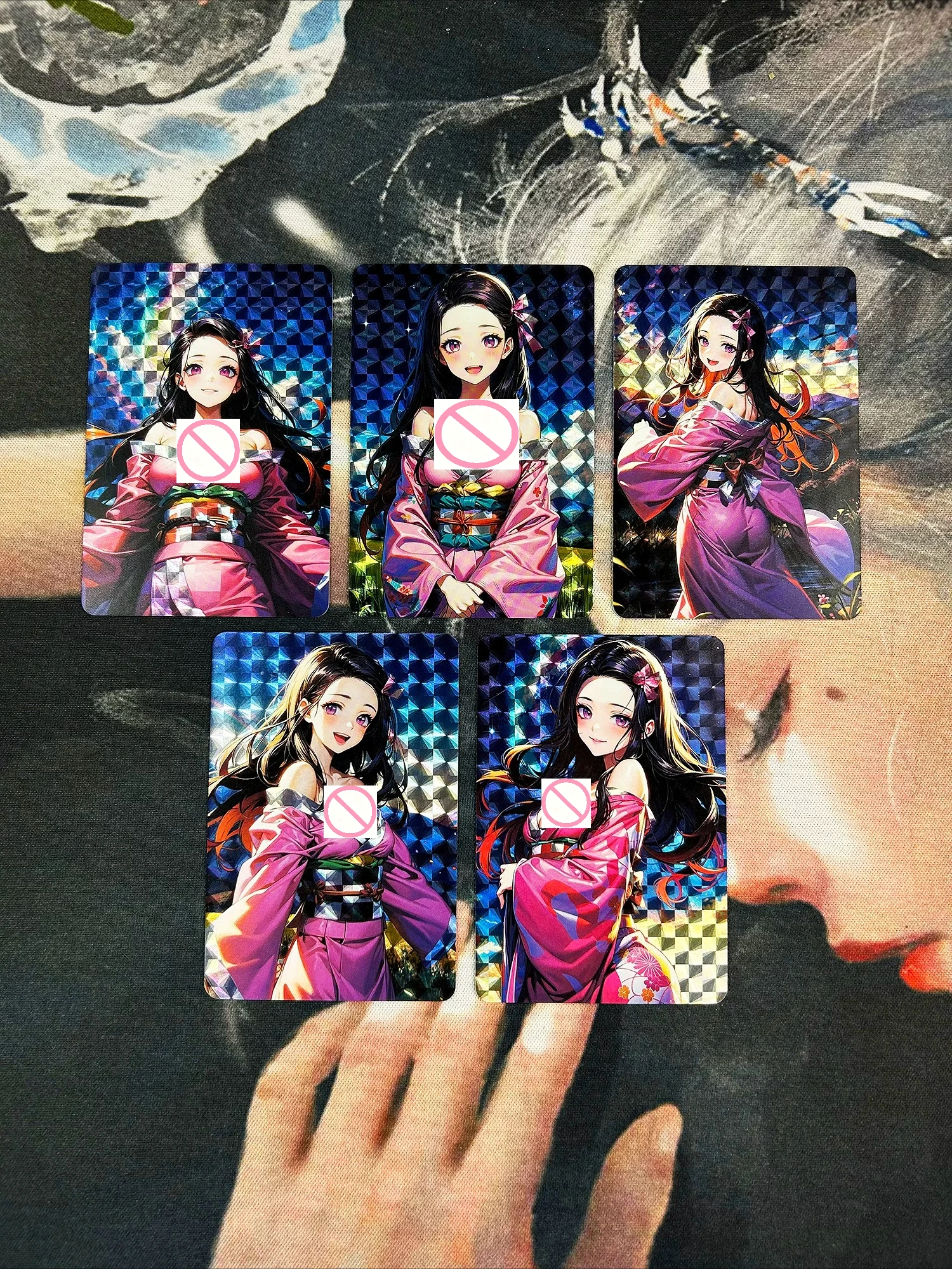 DIY [ACG Premium Personal Set of 5 Cards] Neji Tokito, Kimetsu no Yaiba, Refractive Composite Process Color-Shimmer Cards,Anime