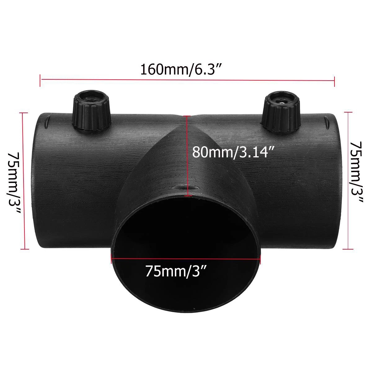 Conector de escape de ventilación de aire de calentador de estacionamiento en forma de T de 75mm con solapa de válvula de regulación Dual para calentador de aire Webasto