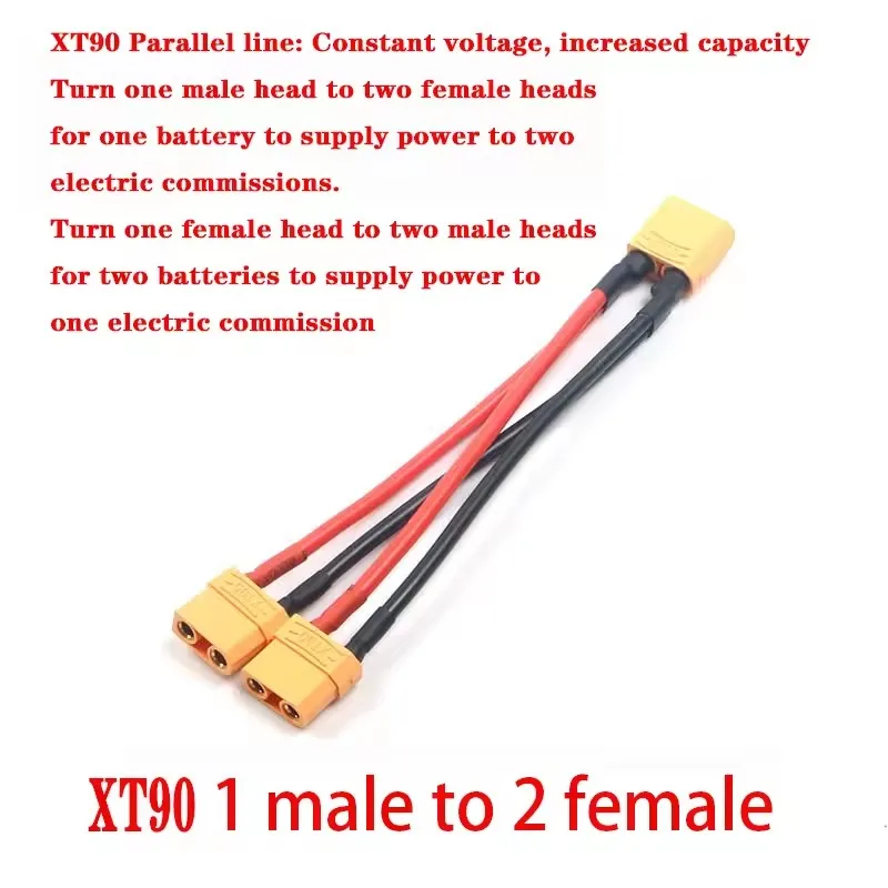 Male/Female Parallel Battery Connector XT60 XT90 3-Way 14AWG Silicone Wire Y Splitter for Charger Motor Upgrade Parts