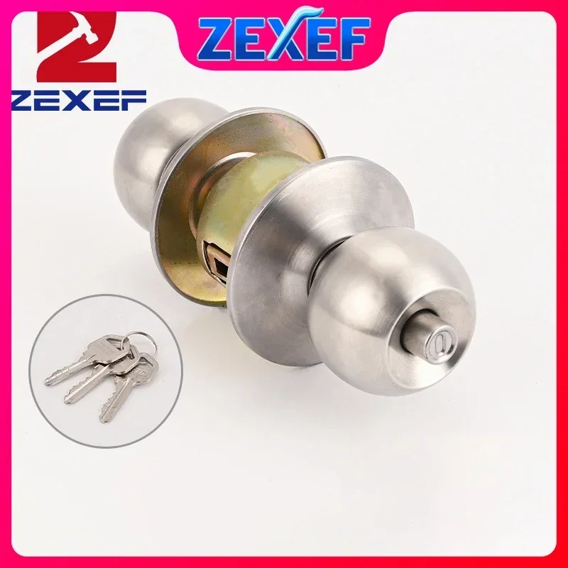 

Домашняя бронированная дверная ручка с замком, круглая внутренняя ручка для спальни, ванной комнаты, нержавеющая сталь, поворот, товары для большого пальца, блокировка сарая