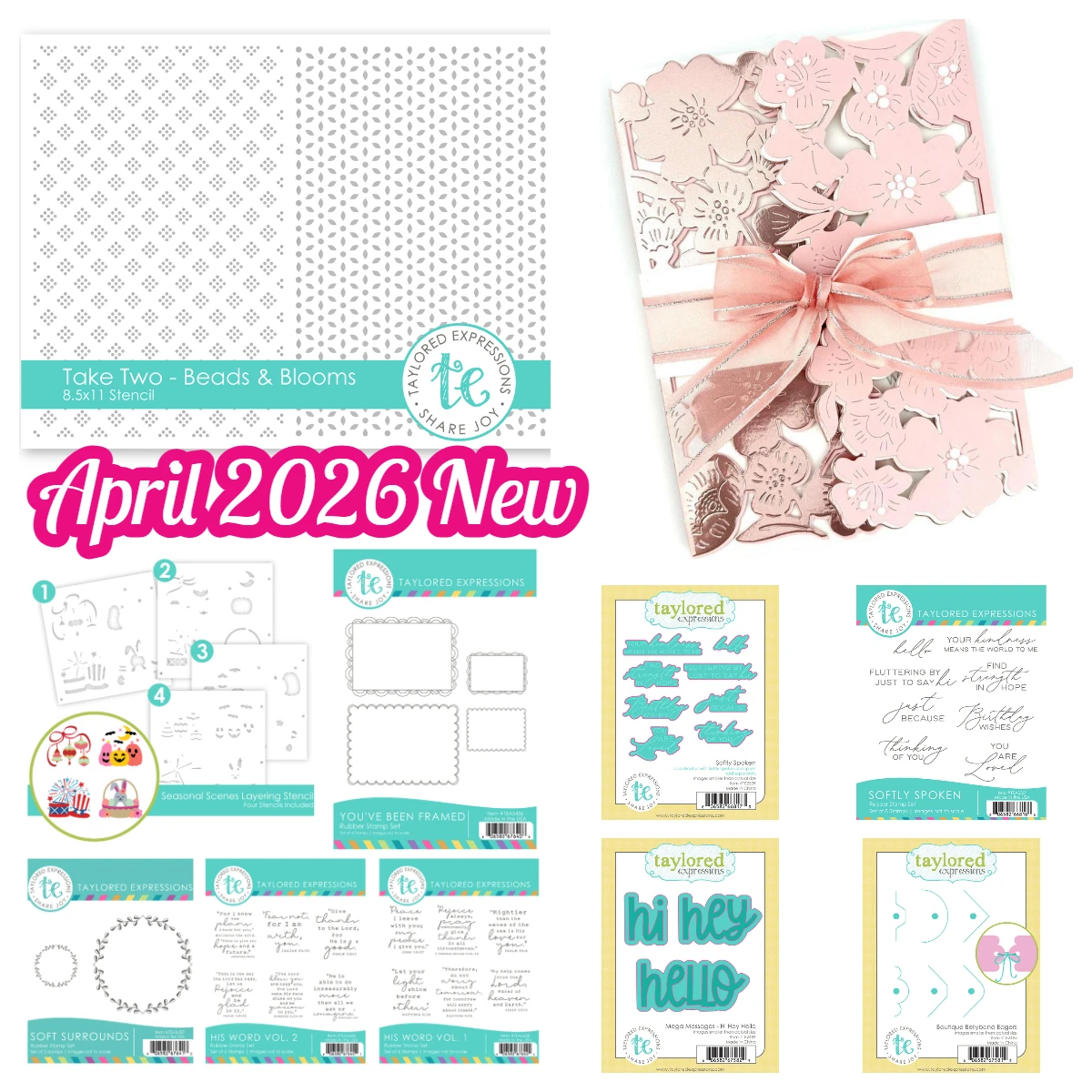 

April 2026 New Mega Messages Die Set - Hi Hey Hello Timeless Greetings Metal Cutting Dies Stamps DIY Scrapbook Handmade Calendar
