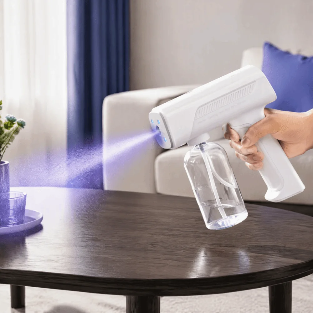 Rotating Nozzle Atomizing Spray Bottle Wireless USB Rechargeable Handheld Electric Sprayer Automatic Blue Light
