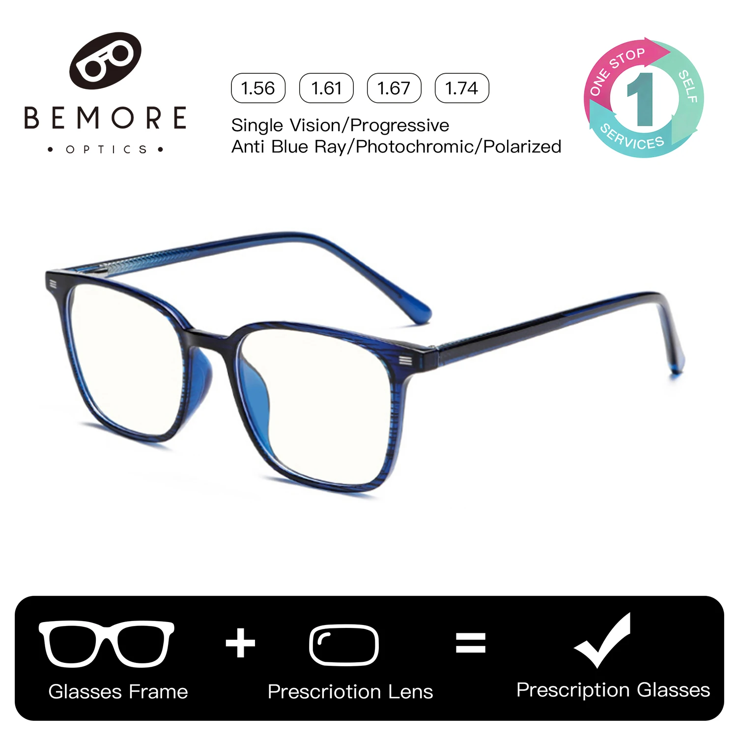 BEMORE Square Acetate Clip on Prescription Glasses Women Polarized UV400 Magnetic Sun Presbyopic Optical Graduated Glasses