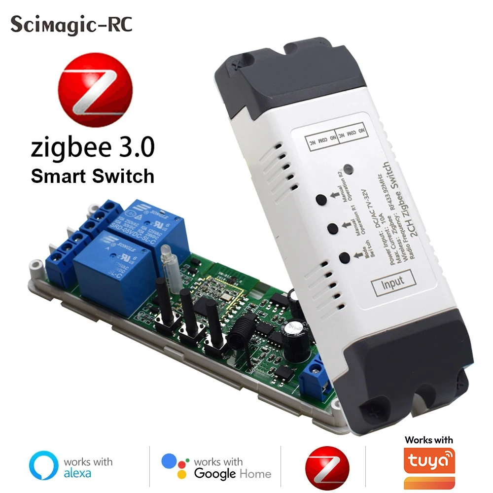 Zigbee Smart Switch Remote Control 1ch 2ch 4ch Relay Module 12V 24V 220V Dry Contact Light Motor Garage Works with Tuya Alexa