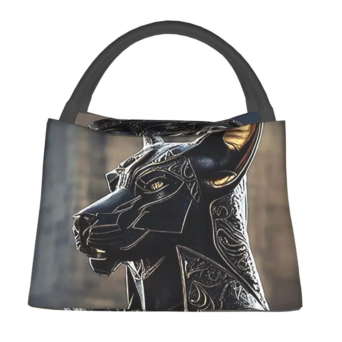 Egyptian God Anubis Art Lunch Bags Insulated Bento Box Waterproof Lunch Tote Picnic Bags Thermal Bag for Woman Kids Office