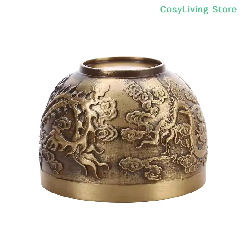 Viel Glück Phoenix Zylinder Ornament Traditionelle handgeschnitzte Messing Trinkbecher Reines Messing Messing Feng Shui Schüssel Glücksornament