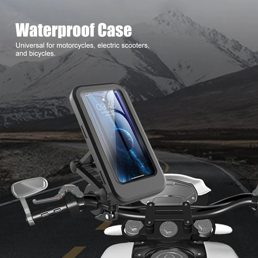 Soporte Universal de teléfono para motocicleta, carcasa dura impermeable, ajustable a 360 °, hasta 6,7 pulgadas