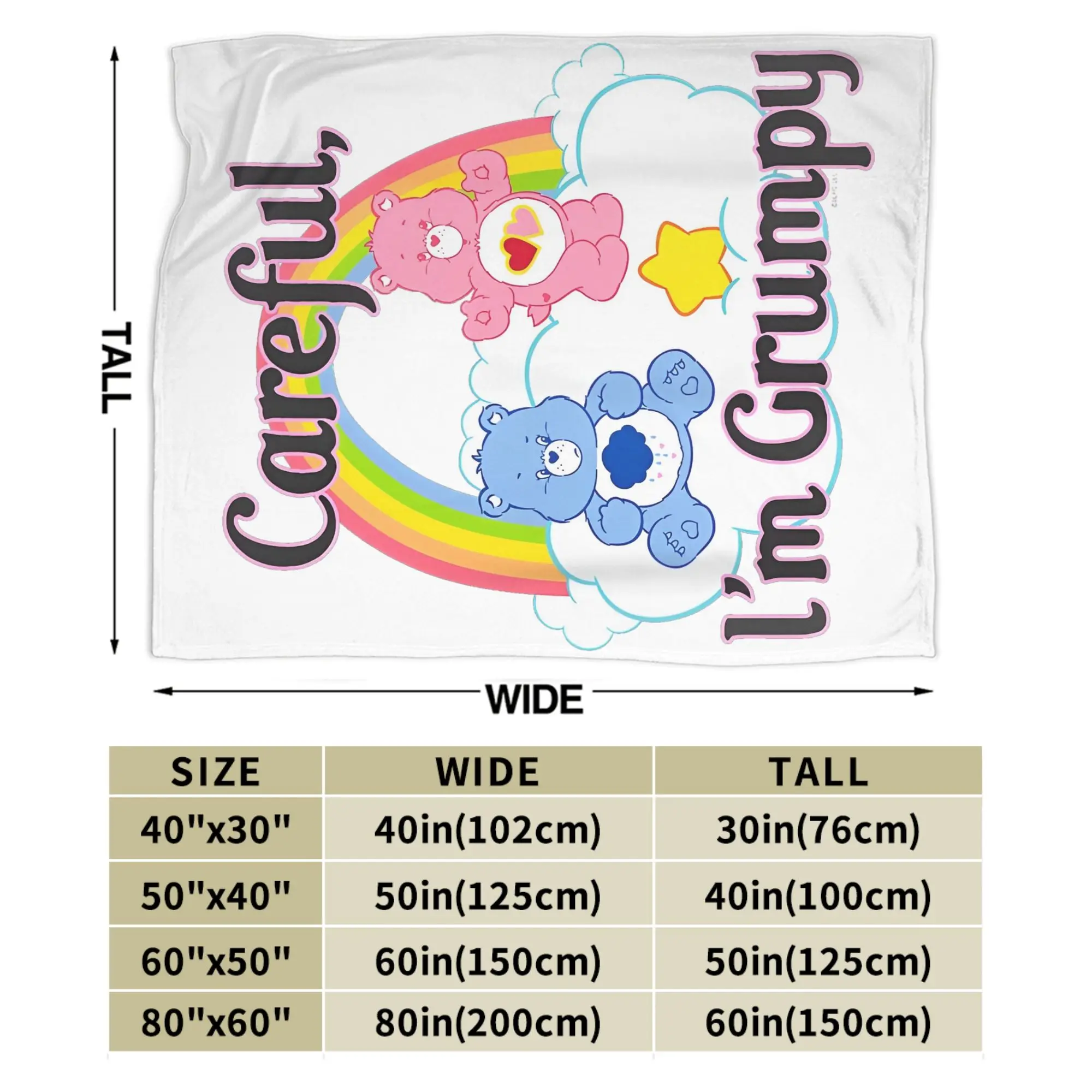 Care Bears Careful I'm Grumpy Coperta Decorazione in flanella Coperta calda multifunzione per biancheria da letto per auto domestica