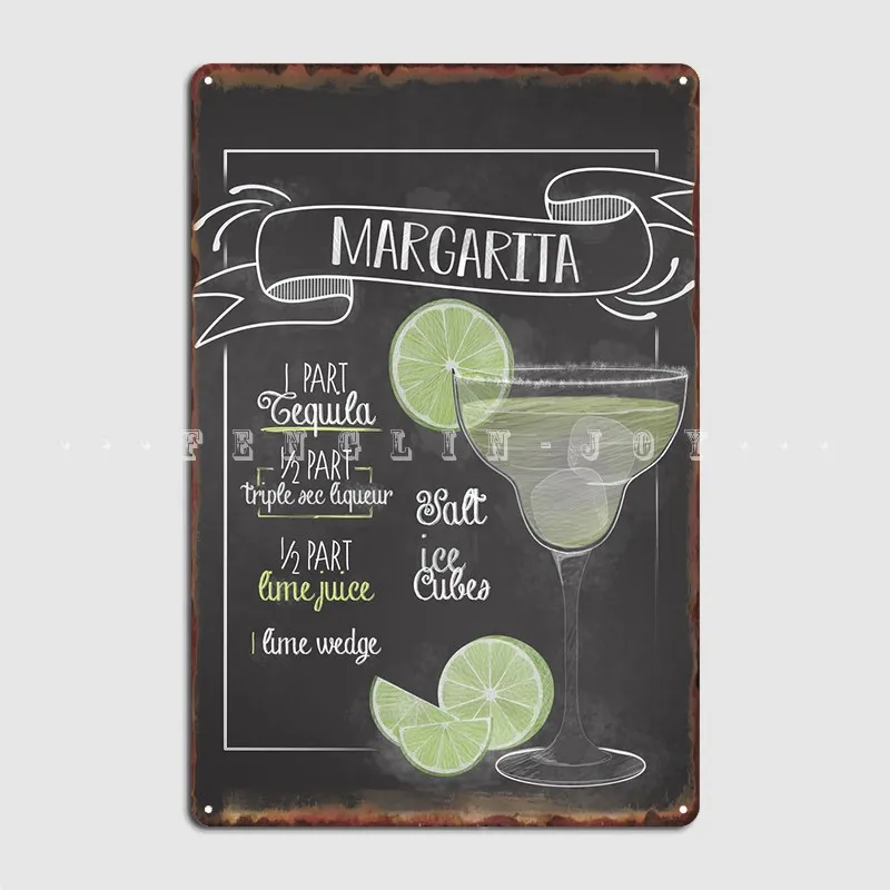 Margarita Cocktail Bar Metal Sign Club Home Club Bar Personalized Garage Decoration Tin Sign Posters