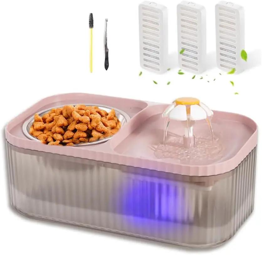 

Автоматический бесшумный фонтан-поилка для животных объемом 3 л (100 унций) с миской для корма, для кошек и маленьких собак