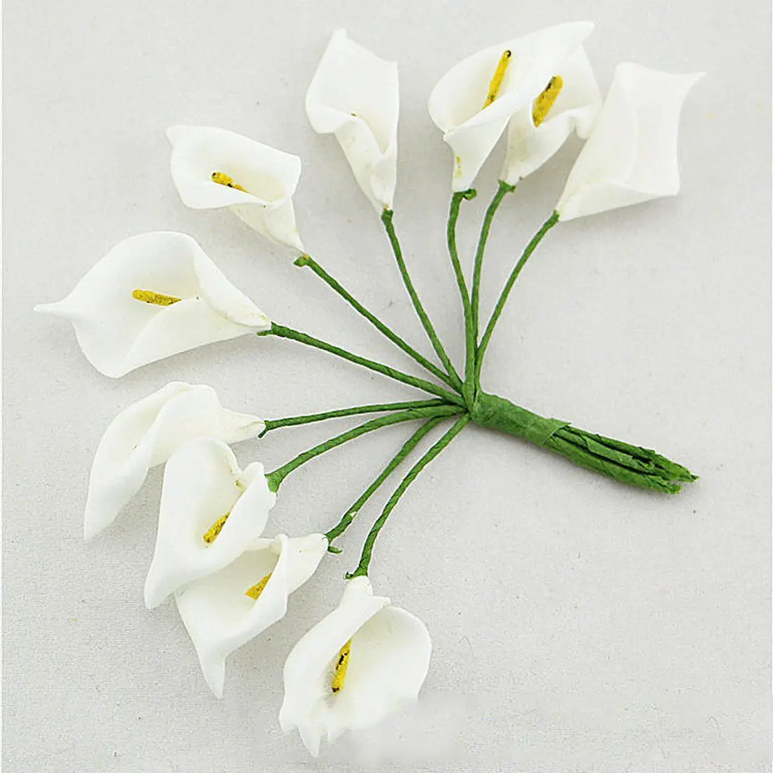 Mini branco calla buquê, flor artificial, decoração do casamento, diy grinalda, presente, 12pcs