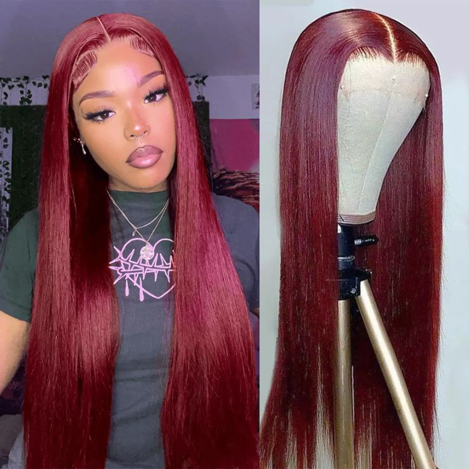 

99J Burgundy Straight HD Lace Frontal Wig Human Hair 30 28 Inch Lace Front wig 13x4 13x6 Red Colored Brazilian Hair For Women
