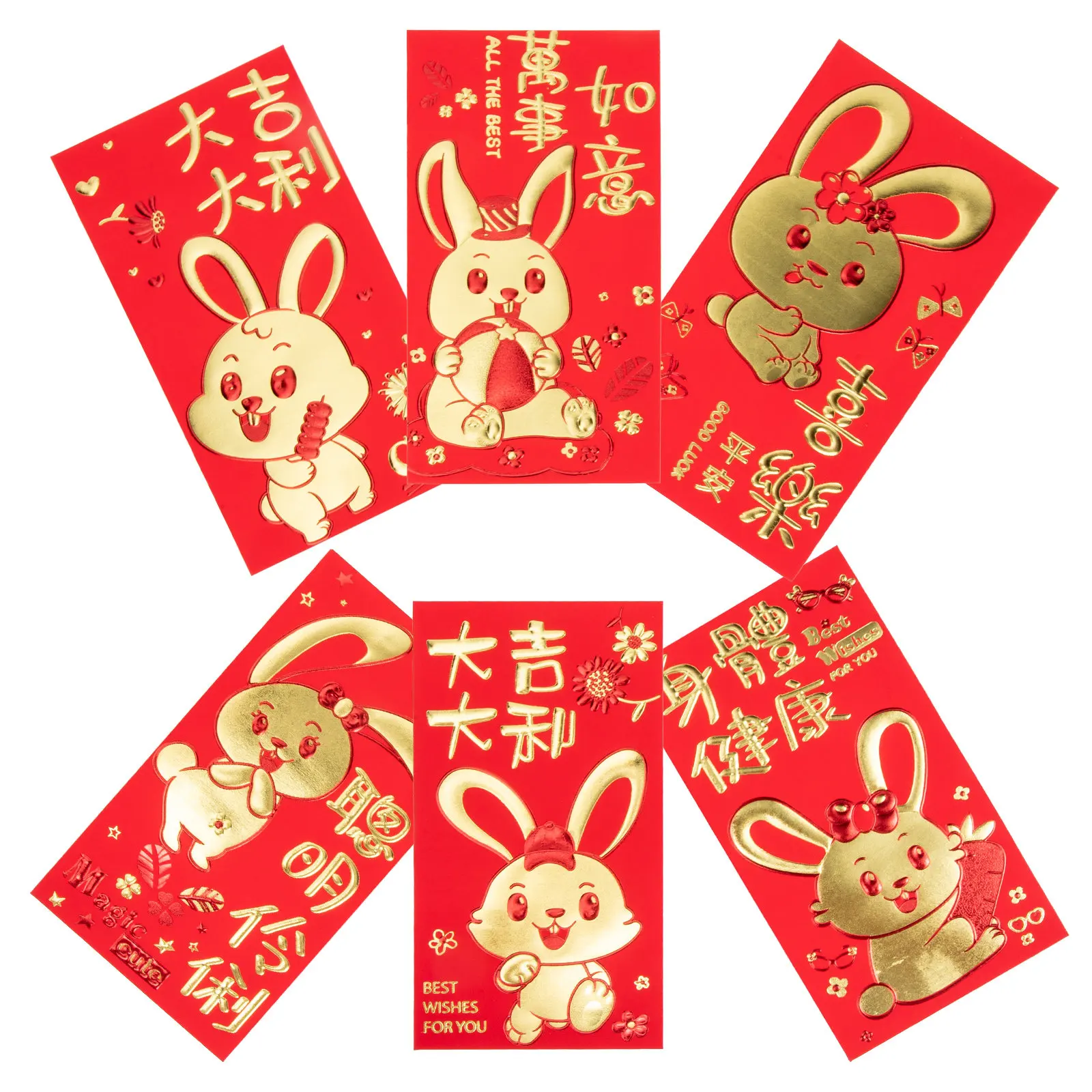 

30Pcs New Year Red Envelopes Large Cartoon Money Bags Eco Friendly Chinese Lunar Festival Red Packets for Cash Gifts 2023 Rabbit