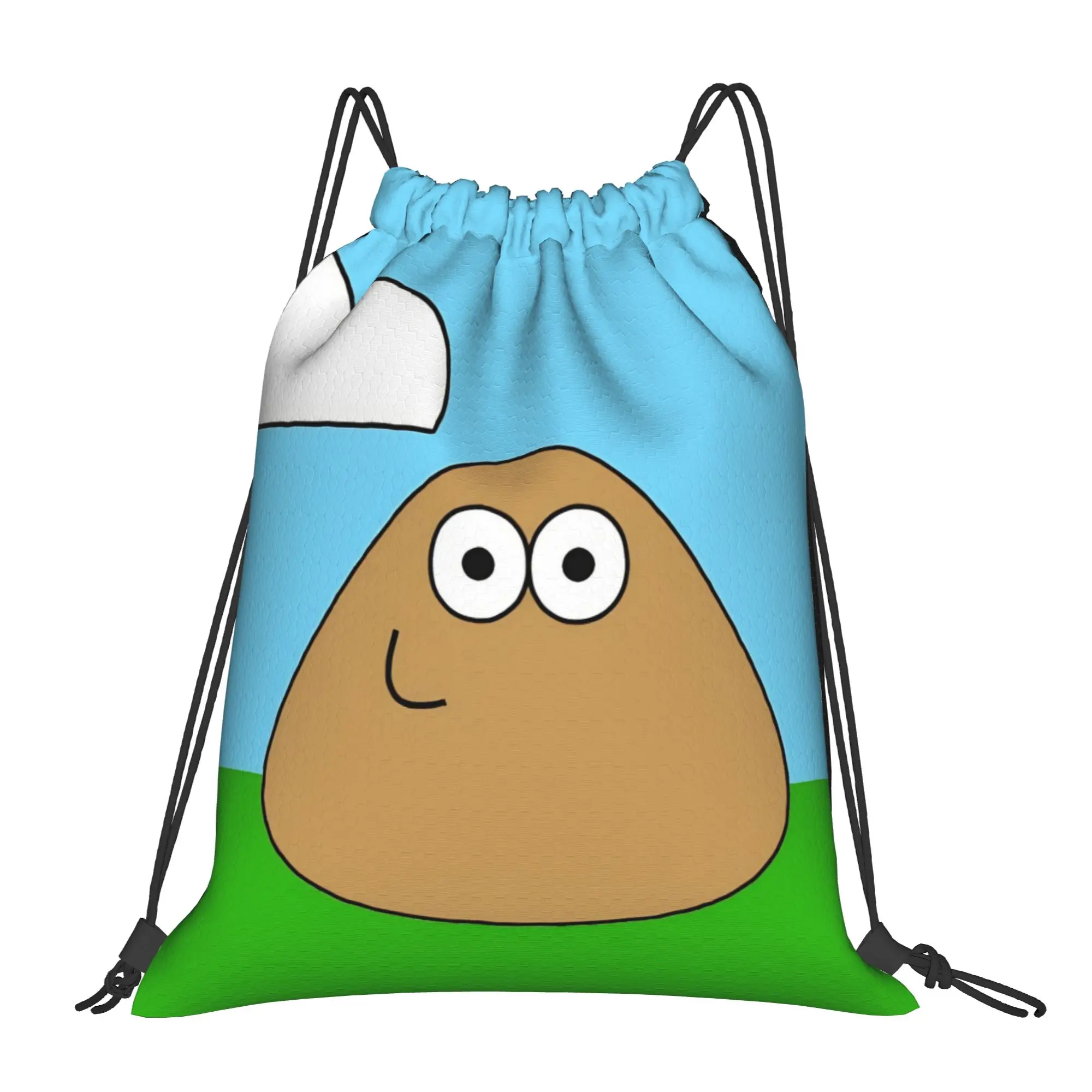 My Pet Alien Pou Backpack Drawstring Sports Bags Gym Bag Water Resistant Game Cartoon String Sackpack Yoga 36cm (W) x 43cm (H)