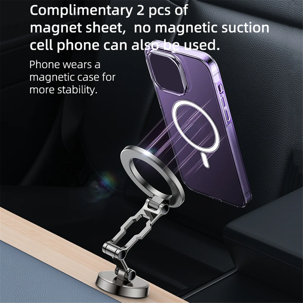 ABBH-Magnetic Foldable Phone Holder 360° Rotation Magnetic Phone Holder for Car Magnets Car Phone