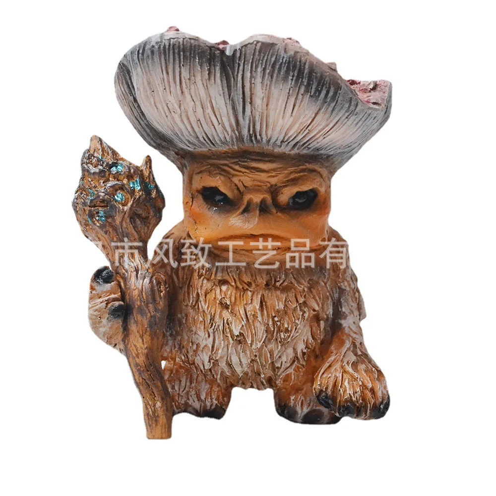 Mushroom Monster Shaman Troll Statue‌ - Fantasy Garden Decor Resin Sculpture