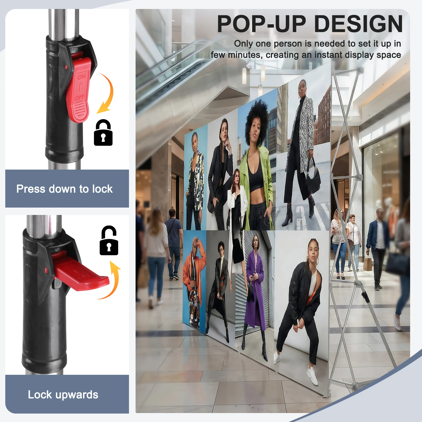 

Pop Up Display Stand Detachable Portable Backdrop Booth Frame Lightweight Foldable Support Bracket for Wedding Exhibition Events