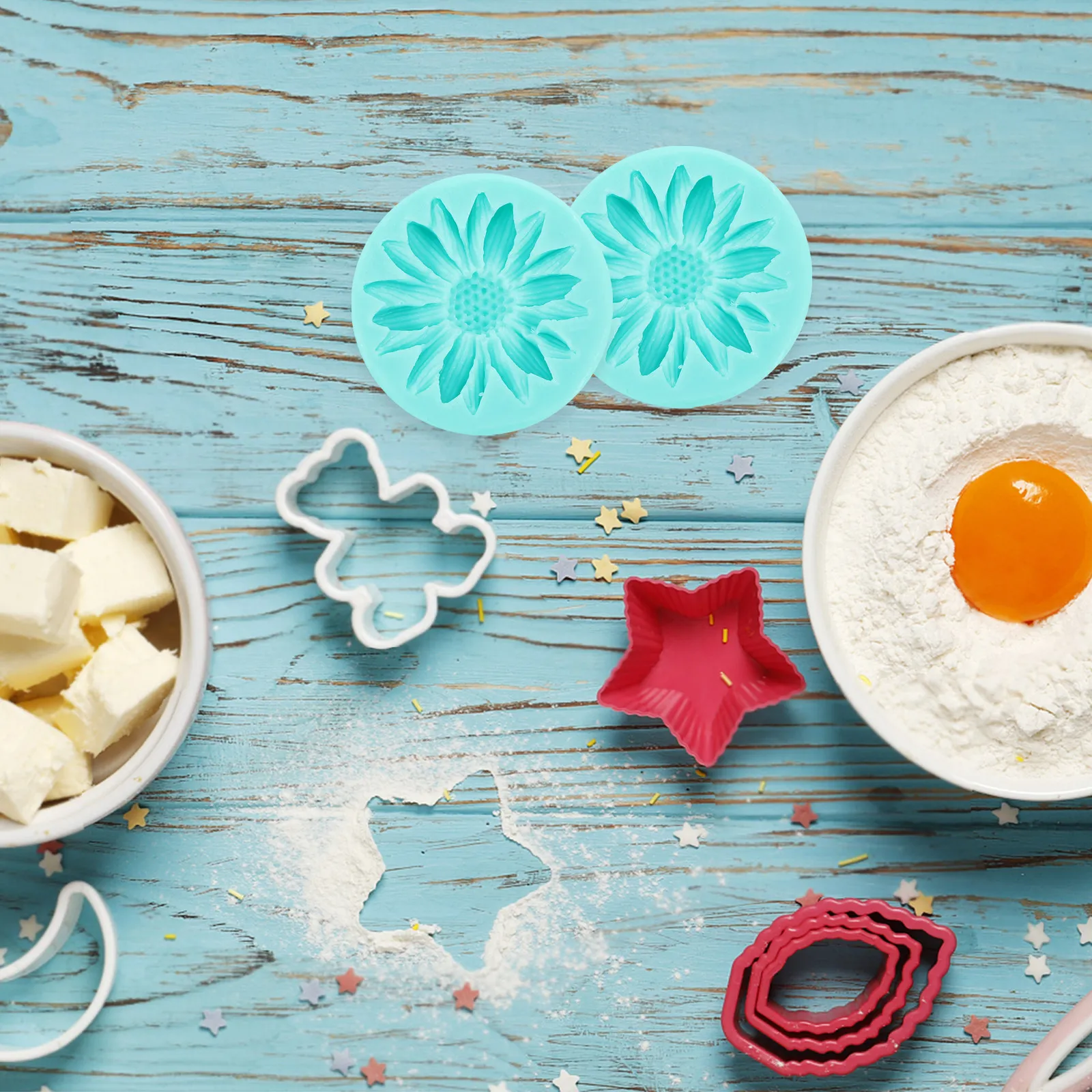 Silicone Flower Mold for Chocolate, Candy, Cake & Fondant Decorating – 2pcs Baking DIY Dessert Kitchen Tool