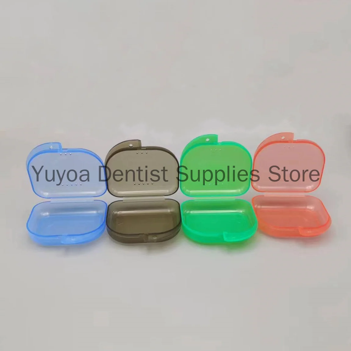 50pcs Denture Tray Box Dental Orthodontic Braces Retainer Case Vent Holes Dental Denture Box False Teeth Protective Case