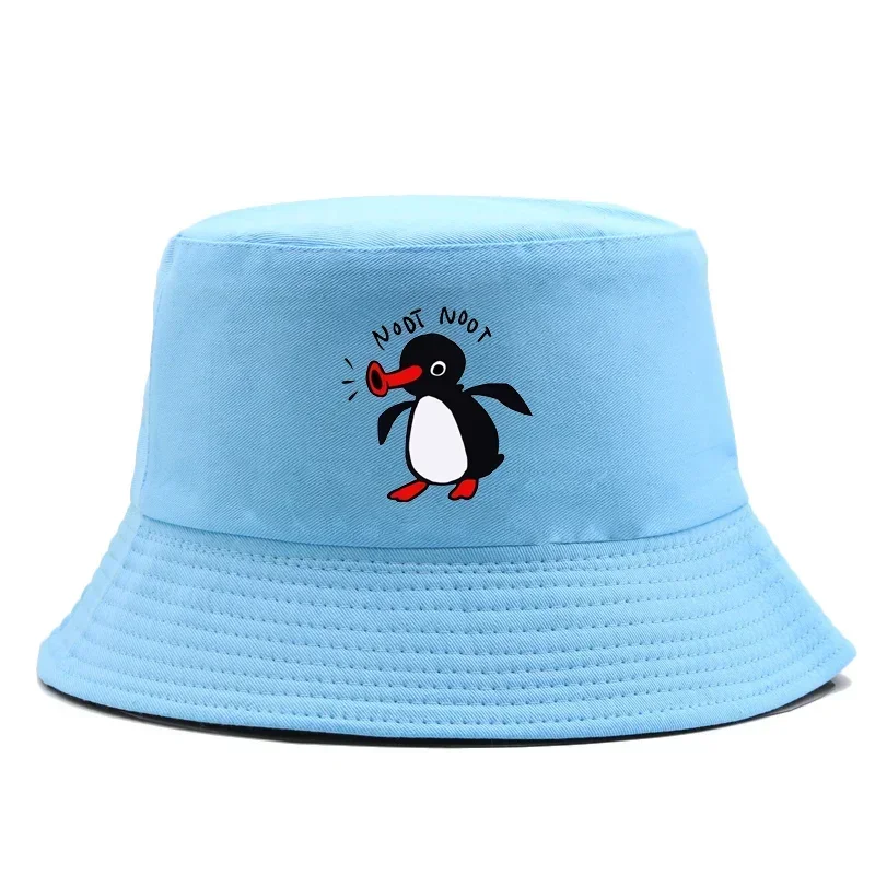 Summer Penguin Bucket Hat Reversible Bob Men Women Cotton Travel Beach Fisherman Hat Outdoor Sports Pull Up Bob Panama Sun Hat