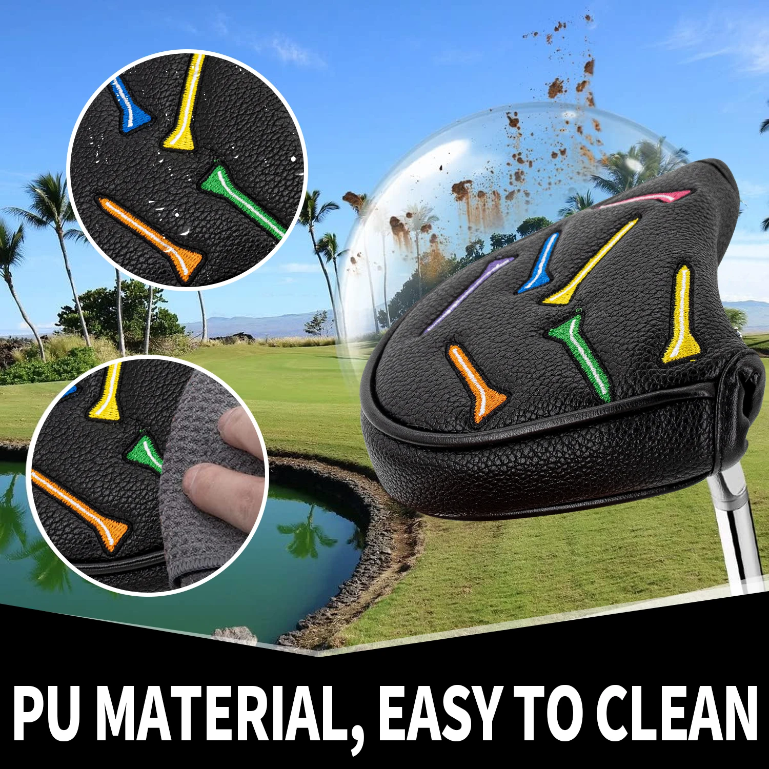 1 Golf Putting Head Cover, Embroidered Durable Golf Club Protection Cover, Available in Black and White Colors to Provide image 4