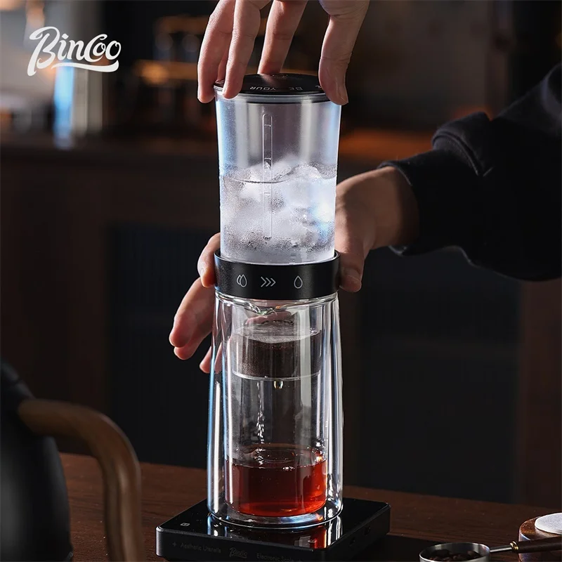 

Кофеварка для холодного заваривания Bincoo, двухслойная стеклянная колба для капельного заваривания, кофеварка для холодного заваривания, стакан для совместного использования, 450 мл