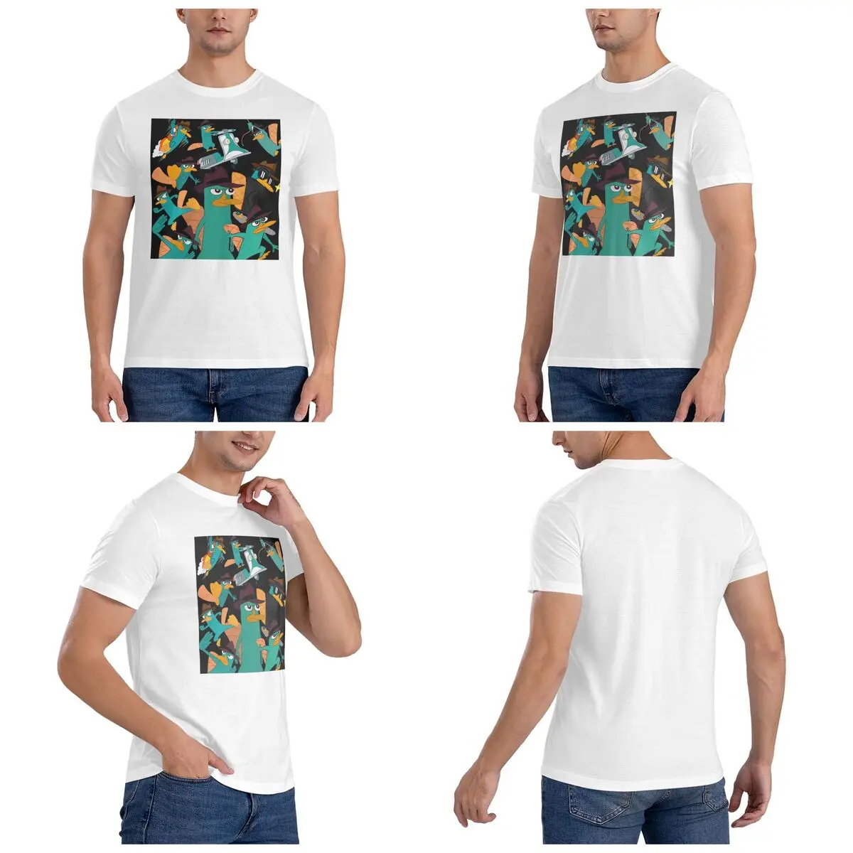 Perry The Platypus Phineas And Ferb T-Shirt for Men Cotton Oversized T Shirts Men's Tees Short O-Neck Summer Clothes Tops S-6XL