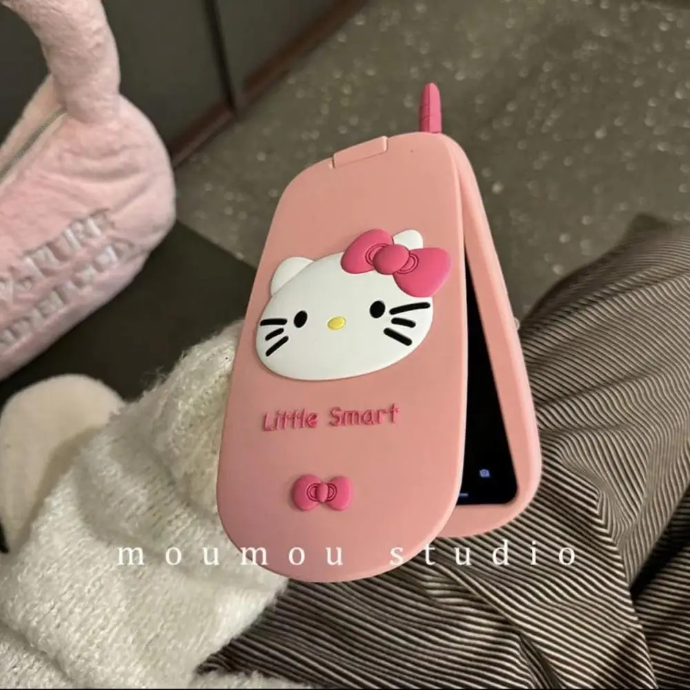 Sanrio Kawaii Hello Kitty Dopamine Flip Phone Case Iphone15 11 12 13 14 15Pro Max Mirror Phone Case Mobile Phone Case Cover Girl