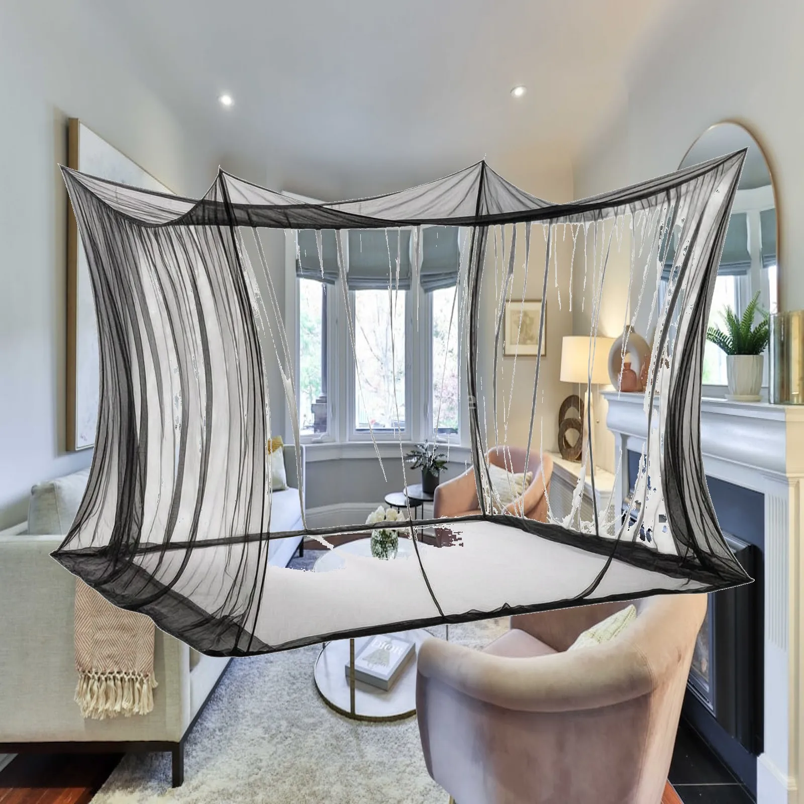 Bed Canopies Netting Rectangular Convenient Mosquito Netting Bed Drapes House Screen Netting for Home Travel Camping Porch Patio