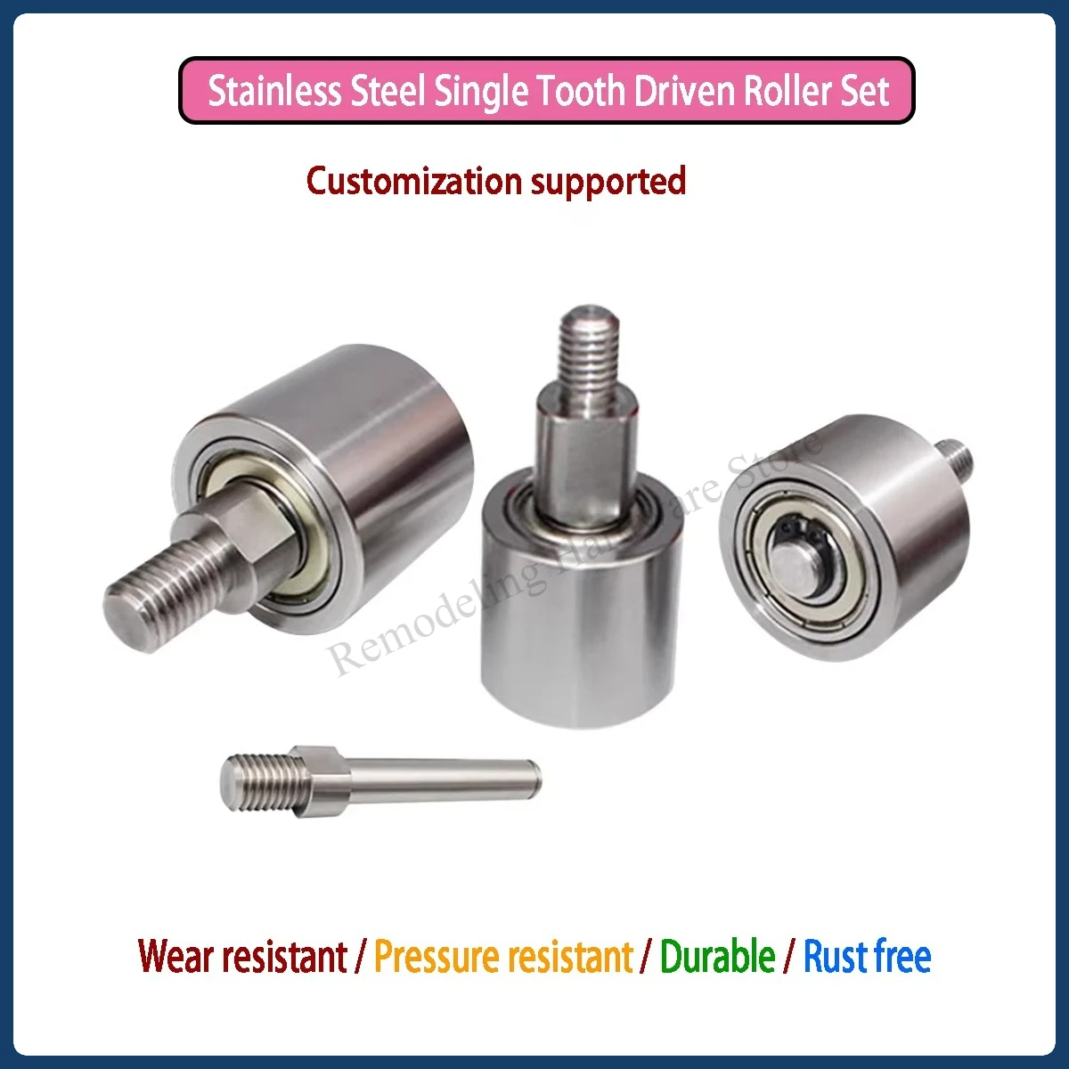 M6M8 Stainless Steel Single-Tooth Roller Vertical Guide Wheel for Sanding Belt Machine Double-Bearing Roller With Shaft