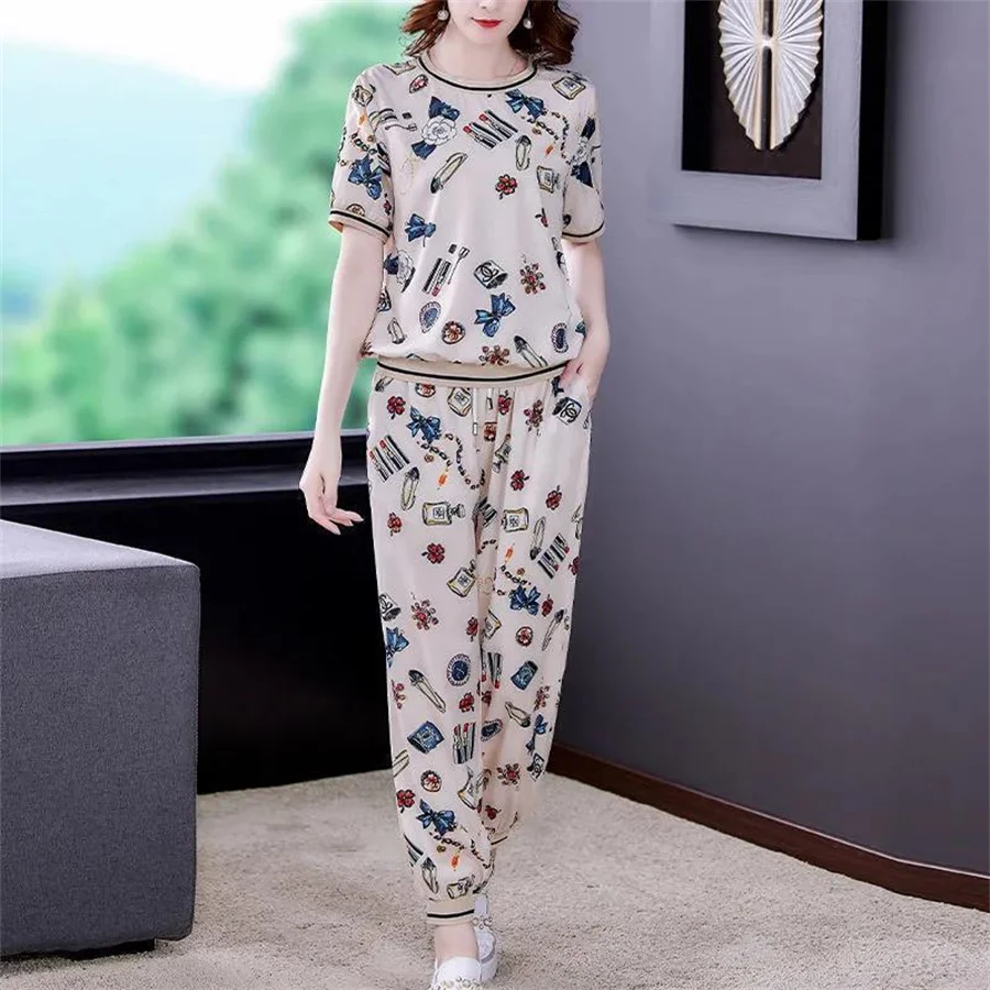 Two Piece Set 2022 New Summer Fashion Women\'s Sets Suit Female Trouser withs Outfit Tracksuit Clothes